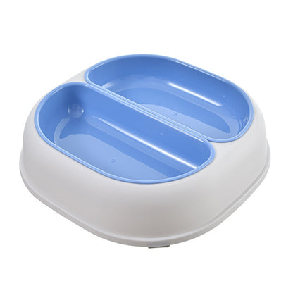 Square Dual Color Pet Double Bowl Anti-spill Cat and Dog Rice Bowl(Blue) - Food Bowls by PMC Jewellery | Online Shopping South Africa | PMC Jewellery