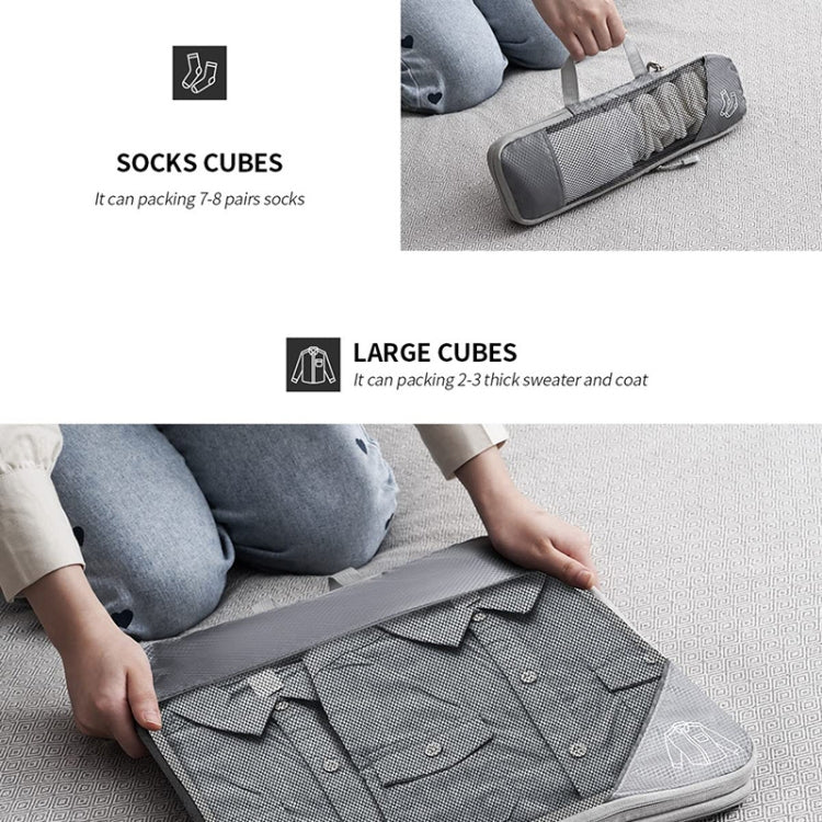 6 In 1 Compression Mesh Travel Cubes Clothes Underwear Packing Bags(Black) - Storage Bags by PMC TechLife | Online Shopping South Africa | PMC TechLife