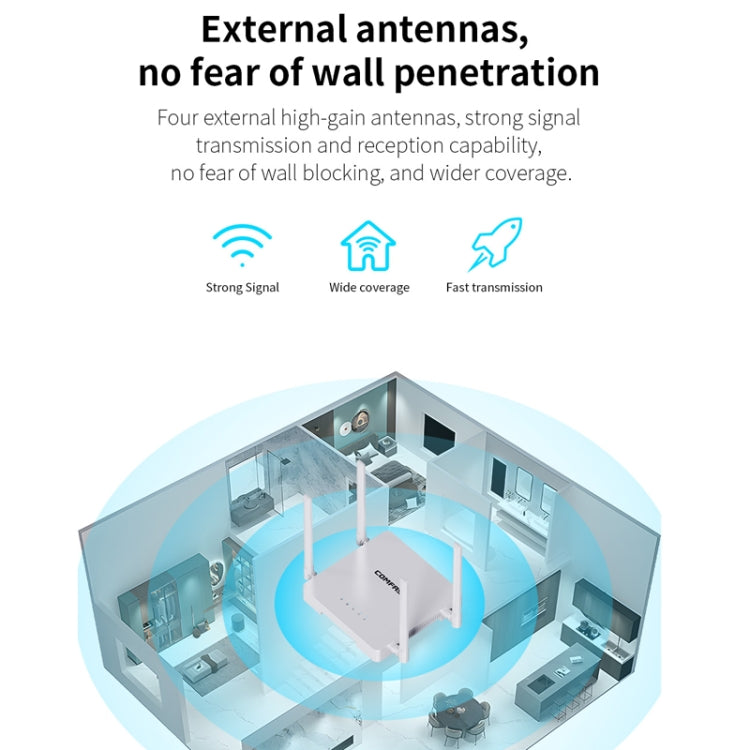 COMFAST CF-N1 V2  300Mbps WIFI4 Wireless Router With 1 Wan + 4 Lan RJ45 Ports,EU Plug - Wireless Routers by COMFAST | Online Shopping South Africa | PMC Jewellery | Buy Now Pay Later Mobicred