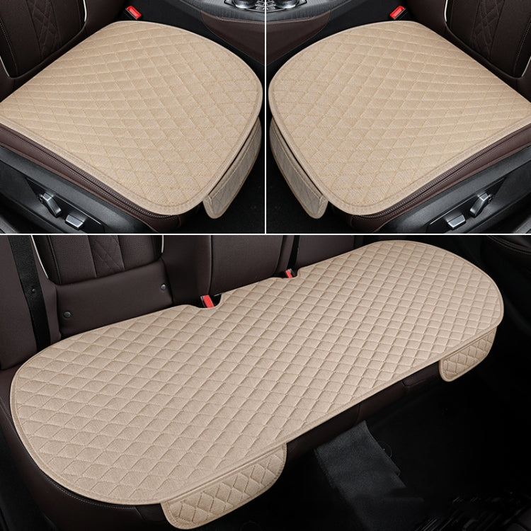 Non-Slip Rhombus Imitation Linen Car Seat Cushion, Color: Beige Front Row - Seat Accessories by PMC Jewellery | Online Shopping South Africa | PMC Jewellery | Buy Now Pay Later Mobicred