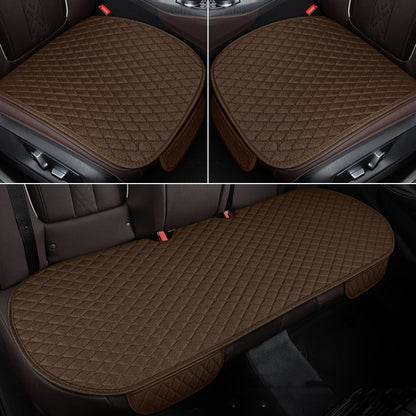 Non-Slip Rhombus Imitation Linen Car Seat Cushion, Color: Brown Back Row - Seat Accessories by PMC Jewellery | Online Shopping South Africa | PMC Jewellery | Buy Now Pay Later Mobicred