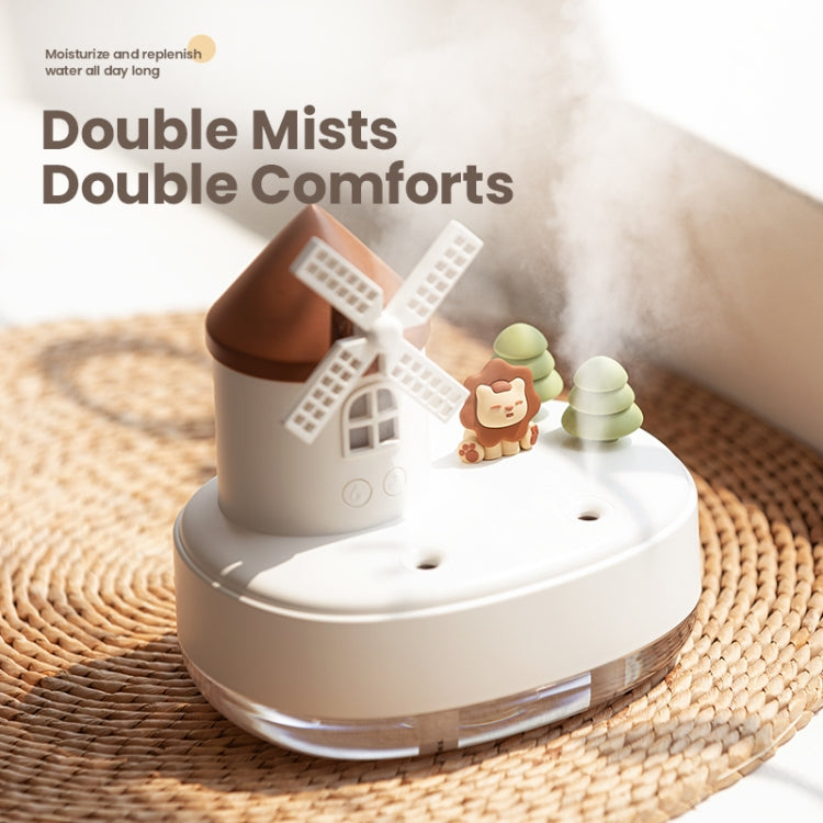 ZAY-H007 LED Light Double Spray Wireless Mini Desktop Windmill Music Humidifier(White) - free shipping - PMC TechLife - Order now!