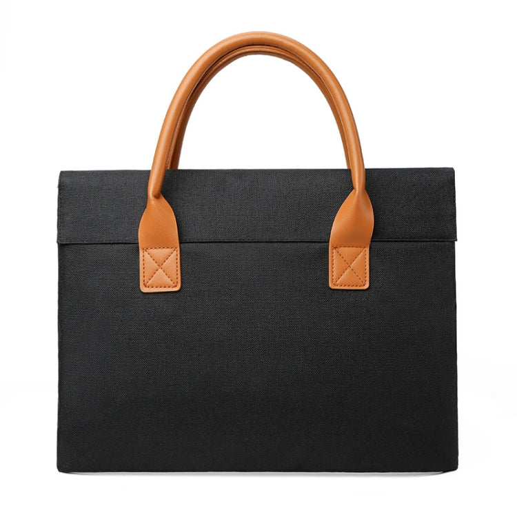 14 Inch Oxford Cloth Lightweight Portable Laptop Bag With PU Handle(Black) - 14.1 inch by PMC Jewellery | Online Shopping South Africa | PMC Jewellery | Buy Now Pay Later Mobicred