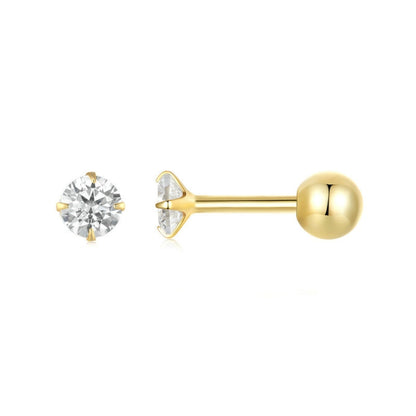 S925 Sterling Silver Platinum Plated Zircon Stud Earrings Jewelry, Color: Gold White Zirconia M - Stud Earrings & Earrings by PMC Jewellery | Online Shopping South Africa | PMC Jewellery