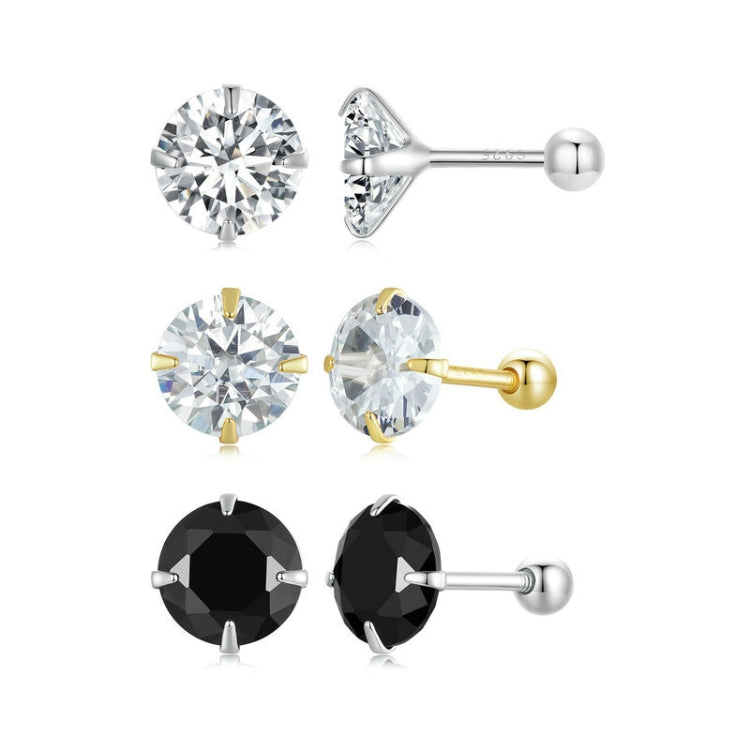 S925 Sterling Silver Platinum Plated Zircon Stud Earrings Jewelry, Color: Gold White Zirconia M - Stud Earrings & Earrings by PMC Jewellery | Online Shopping South Africa | PMC Jewellery