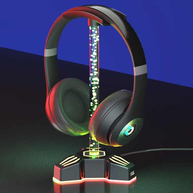 RGB Lighted Headphone Stand With Ambient Light USB Expansion Port Headphone Display Bracket, Style: Without 3.5mm Port - Headset Stand by PMC Jewellery | Online Shopping South Africa | PMC Jewellery