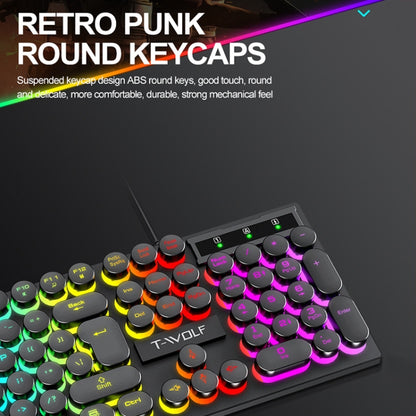 T-WOLF T80 104-Keys RGB Illuminated Office Game Wired Punk Retro Keyboard, Color: Pink - Wired Keyboard by T-WOLF | Online Shopping South Africa | PMC Jewellery | Buy Now Pay Later Mobicred