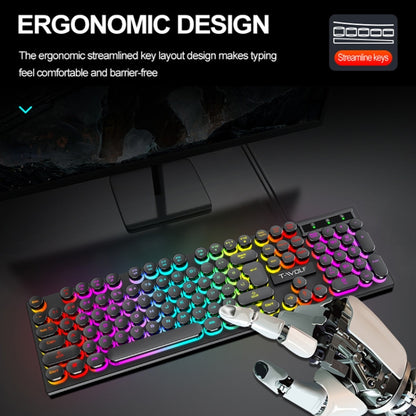 T-WOLF T80 104-Keys RGB Illuminated Office Game Wired Punk Retro Keyboard, Color: Black - Wired Keyboard by T-WOLF | Online Shopping South Africa | PMC Jewellery | Buy Now Pay Later Mobicred