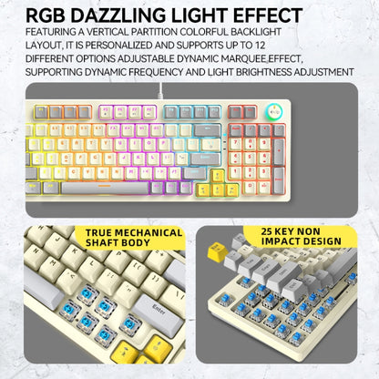 T-WOLF T50 97-keys RGB Luminous Color-Matching Game Mechanical Keyboard with Knob, Color: White A - Wired Keyboard by T-WOLF | Online Shopping South Africa | PMC Jewellery | Buy Now Pay Later Mobicred