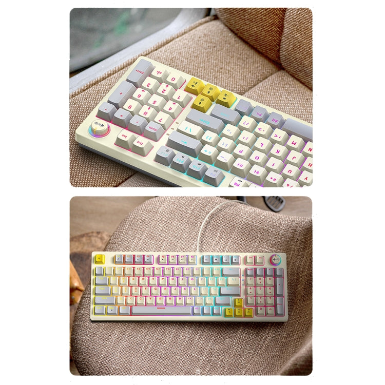 T-WOLF T50 97-keys RGB Luminous Color-Matching Game Mechanical Keyboard with Knob, Color: White B - Wired Keyboard by T-WOLF | Online Shopping South Africa | PMC Jewellery | Buy Now Pay Later Mobicred