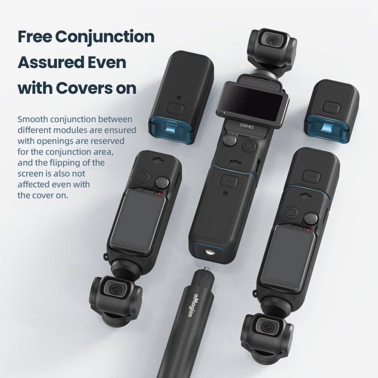 For DJI Osmo Pocket 3 AMagisn Silicone Protection Case Movement Camera Accessories, Style: 7 In 1 Gray - Case & Bags by aMagisn | Online Shopping South Africa | PMC Jewellery | Buy Now Pay Later Mobicred