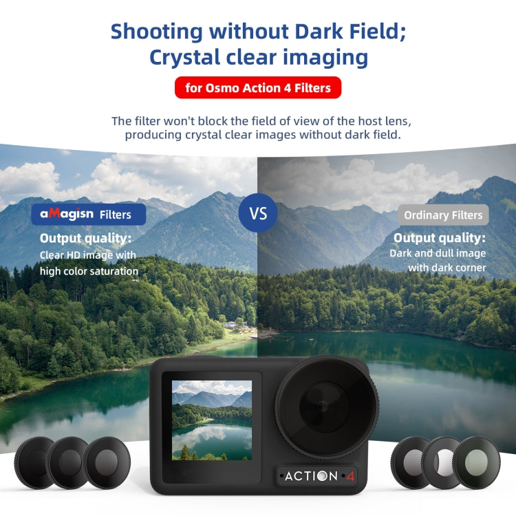 For DJI Osmo Action 4 AMagisn Waterproof Filter Sports Camera Accessories, Style: ND8+ND16+ND32+ND64 -  by aMagisn | Online Shopping South Africa | PMC Jewellery | Buy Now Pay Later Mobicred