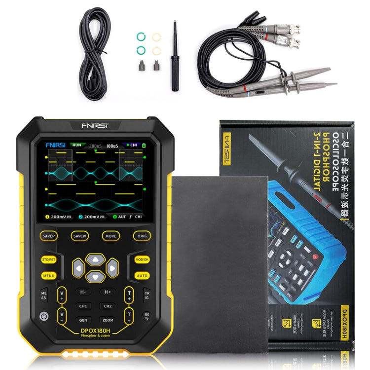 FNIRSI 2 In 1 Small Handheld Fluorescence Digital Dual-Channel Oscilloscope, US Plug(Yellow) - Other Tester Tool by FNIRSI | Online Shopping South Africa | PMC Jewellery | Buy Now Pay Later Mobicred