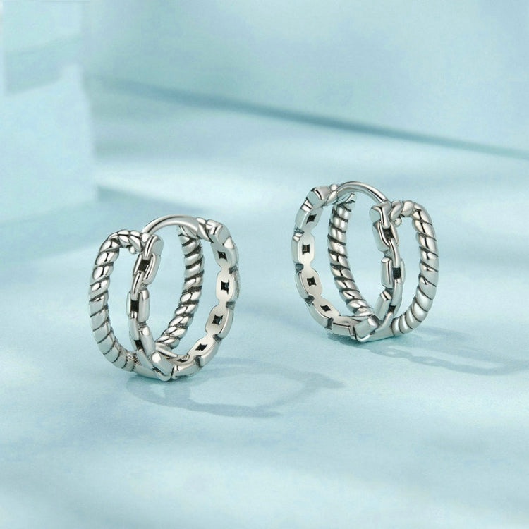 S925 Sterling Silver Vintage Thread Double Layer Earrings(SCE1702) - Stud Earrings & Earrings by PMC Jewellery | Online Shopping South Africa | PMC Jewellery