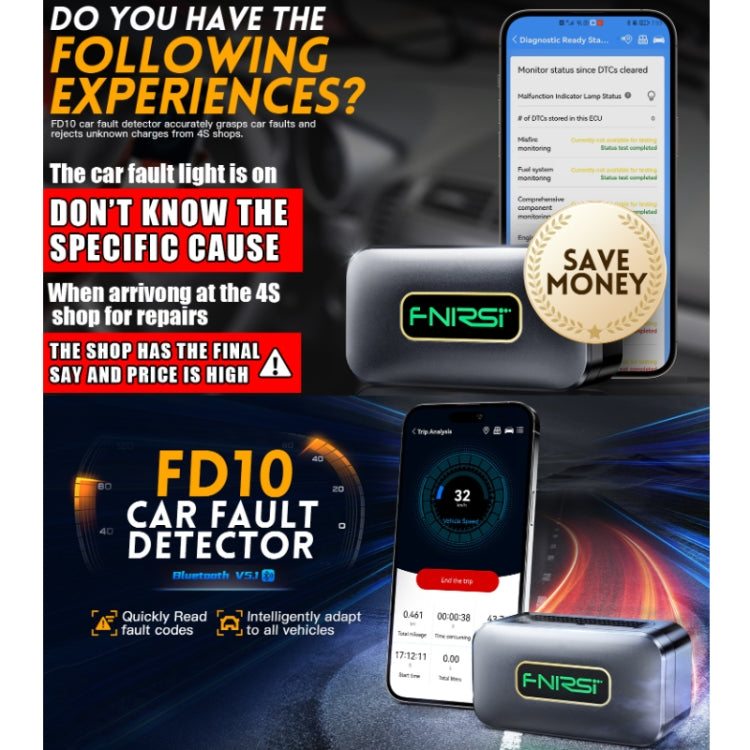 FNIRSI Bluetooth 5.1 Car Engine OBD2 Fault Code Diagnostic Instrument(English) - Electronic Test by FNIRSI | Online Shopping South Africa | PMC Jewellery | Buy Now Pay Later Mobicred