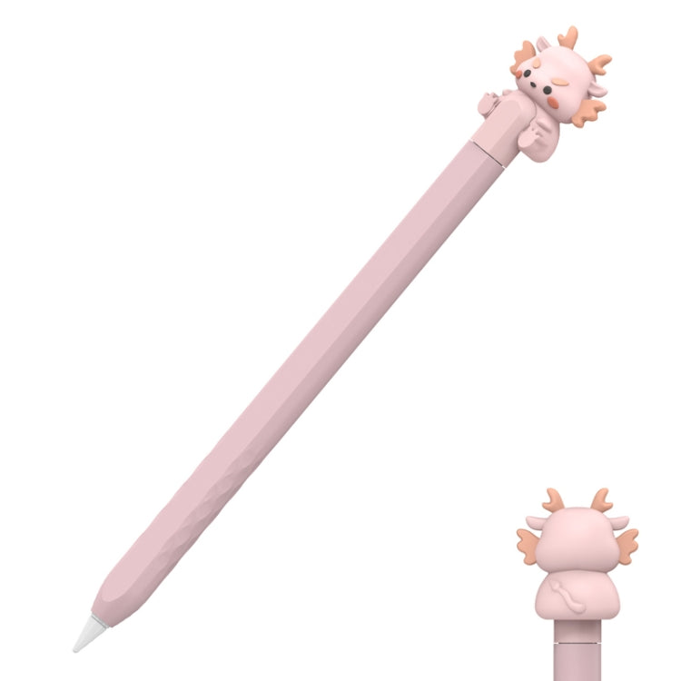 For Apple Pencil 2 AhaStyle Cartoon Dragon Pen Case Capacitive Stylus Silicone Cover(Pink) - Pencil Accessories by AhaStyle | Online Shopping South Africa | PMC Jewellery | Buy Now Pay Later Mobicred