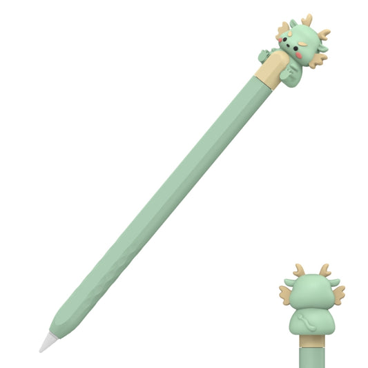 For Apple Pencil 2 AhaStyle Cartoon Dragon Pen Case Capacitive Stylus Silicone Cover(Green) - Pencil Accessories by AhaStyle | Online Shopping South Africa | PMC Jewellery | Buy Now Pay Later Mobicred