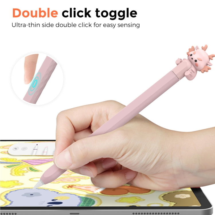 For Apple Pencil 2 AhaStyle Cartoon Dragon Pen Case Capacitive Stylus Silicone Cover(Orange) - Pencil Accessories by AhaStyle | Online Shopping South Africa | PMC Jewellery | Buy Now Pay Later Mobicred