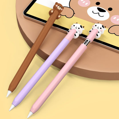 For Apple Pencil (USB-C) AhaStyle PT129-3 Stylus Cover Silicone Cartoon Protective Case, Style: Brown Bear - Pencil Accessories by AhaStyle | Online Shopping South Africa | PMC Jewellery | Buy Now Pay Later Mobicred