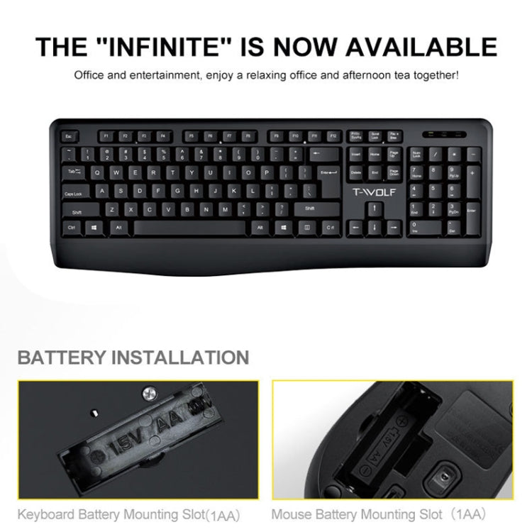 T-WOLF TF-100 2.4G Bluetooth Laptop Office Wireless Keyboard and Mouse Set(Set) - Wireless Keyboard by T-WOLF | Online Shopping South Africa | PMC Jewellery | Buy Now Pay Later Mobicred