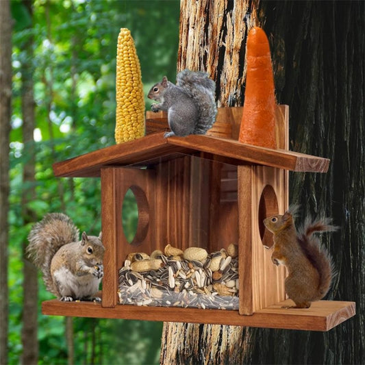 Wood Squirrel Feeder Chipmunk House For Corn, Peanuts - Pet Bird Supplies by PMC Jewellery | Online Shopping South Africa | PMC Jewellery | Buy Now Pay Later Mobicred