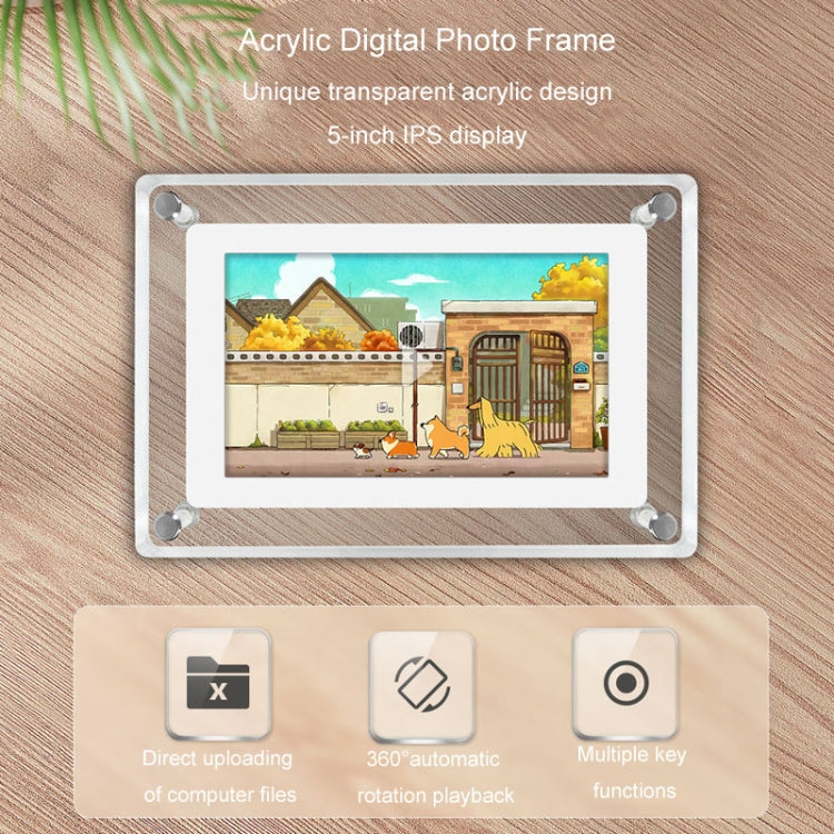 5 Inch HD Digital Photo Frame Crystal Advertising Player 1080P Motion Video Picture Display Player(US Plug) - 1.5-7.0 inch by PMC Jewellery | Online Shopping South Africa | PMC Jewellery | Buy Now Pay Later Mobicred