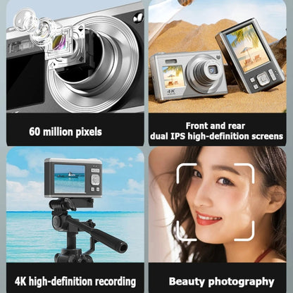 4K HD Optical Zoom Digital Camera 60MP Dual Screen Selfie Camera, No Memory(White) - Video Cameras by PMC Jewellery | Online Shopping South Africa | PMC Jewellery | Buy Now Pay Later Mobicred