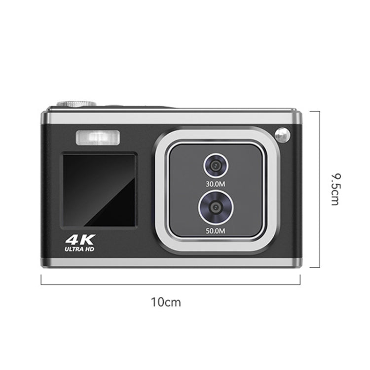 4K HD Optical Dual Lens Digital Camera 50MP Dual Screen Selfie Camera, No Memory(Silver) - Video Cameras by PMC Jewellery | Online Shopping South Africa | PMC Jewellery | Buy Now Pay Later Mobicred