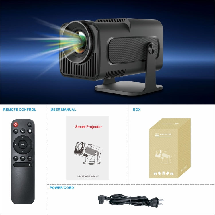 HY320 1080P 390ANSI 4K Android 11 Projector With Wifi 6 Bluetooth 5.0 Support Miracast / Airplay / DLNA EU Plug - LED Projector by PMC TechLife | Online Shopping South Africa | PMC TechLife