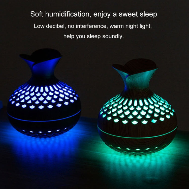 LED Light Aromatherapy Diffuser Home Small Vase Quiet Humidifier Aromatherapy Diffuser 2 In 1(Shallow Wood) - free shipping - PMC TechLife - Order now!