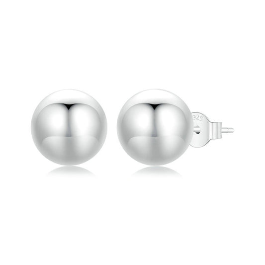 S925 Sterling Silver Platinum Plated Spherical Women Earrings, Size: L - Stud Earrings & Earrings by PMC Jewellery | Online Shopping South Africa | PMC Jewellery