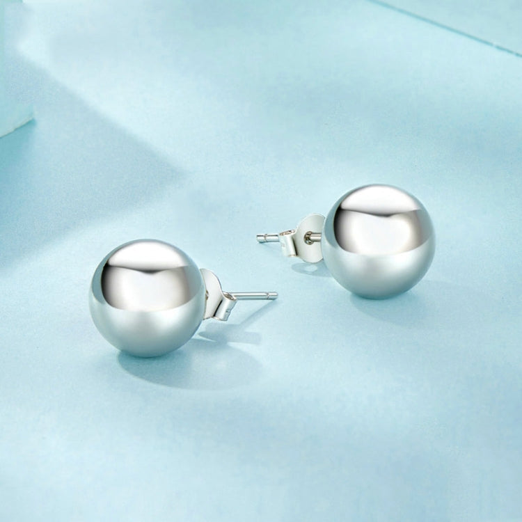 S925 Sterling Silver Platinum Plated Spherical Women Earrings, Size: L - Stud Earrings & Earrings by PMC Jewellery | Online Shopping South Africa | PMC Jewellery