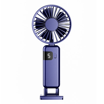 Portable Digital Display Hanging Neck Mute Small Fan USB Charging Handheld Foldable Fan(Blue) - Electric Fans by PMC Jewellery | Online Shopping South Africa | PMC Jewellery | Buy Now Pay Later Mobicred