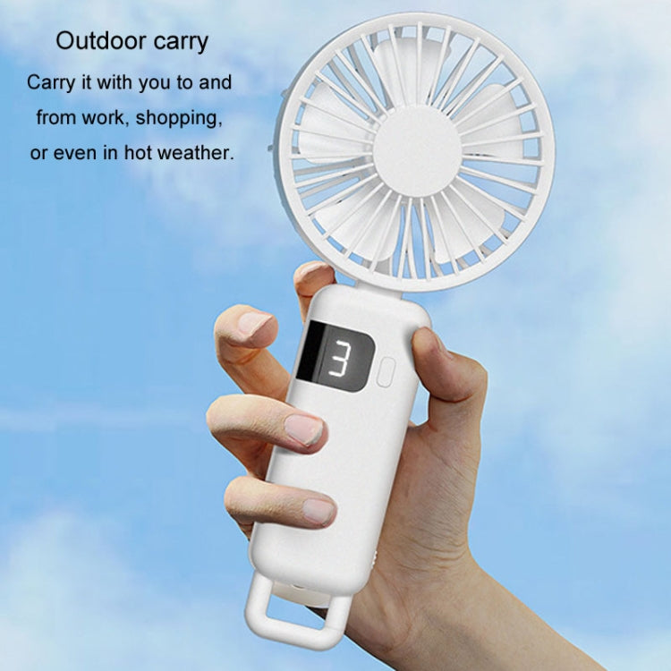 Portable Digital Display Hanging Neck Mute Small Fan USB Charging Handheld Foldable Fan(White) - free shipping - PMC TechLife - Order now!