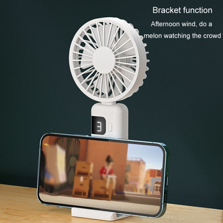 Portable Digital Display Hanging Neck Mute Small Fan USB Charging Handheld Foldable Fan(White) - free shipping - PMC TechLife - Order now!