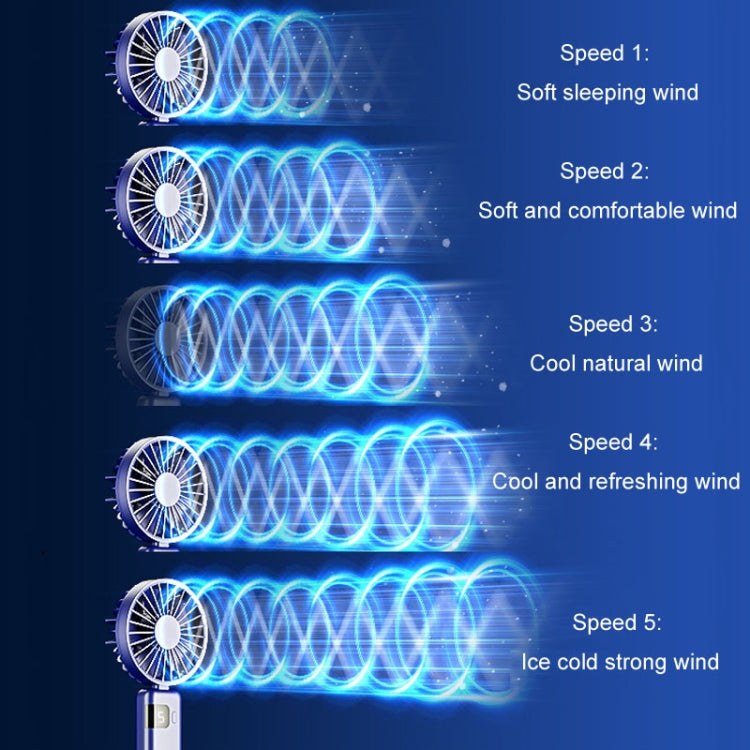 Portable Digital Display Hanging Neck Mute Small Fan USB Charging Handheld Foldable Fan(White) - free shipping - PMC TechLife - Order now!