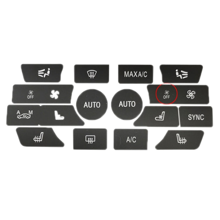 For BMW 5 Series/7 Series/X5/C6/F10/F01/F15 Air Conditioning Button Repair Sticker, Style: C 16pcs With OFF - Decorative Sticker by PMC TechLife | Online Shopping South Africa | PMC TechLife | Buy Now Pay Later Mobicred