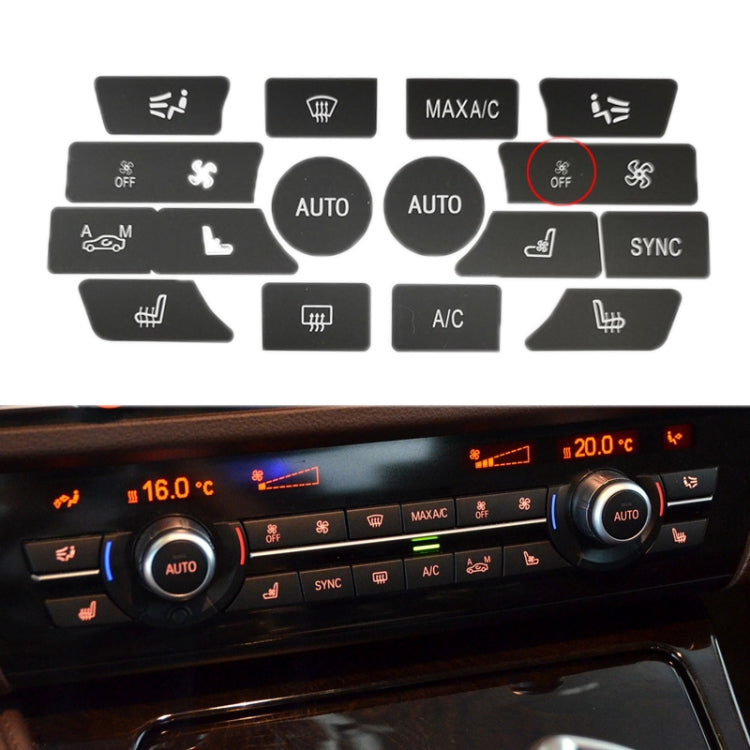 For BMW 5 Series/7 Series/X5/C6/F10/F01/F15 Air Conditioning Button Repair Sticker, Style: C 16pcs With OFF - Decorative Sticker by PMC TechLife | Online Shopping South Africa | PMC TechLife | Buy Now Pay Later Mobicred
