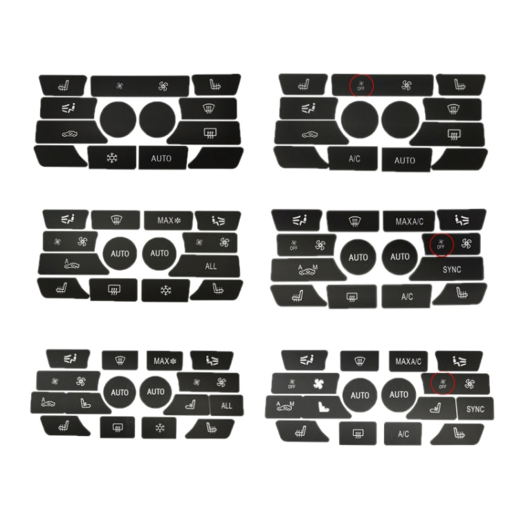 For BMW 5 Series/7 Series/X5/C6/F10/F01/F15 Air Conditioning Button Repair Sticker, Style: C 16pcs With OFF - Decorative Sticker by PMC TechLife | Online Shopping South Africa | PMC TechLife | Buy Now Pay Later Mobicred