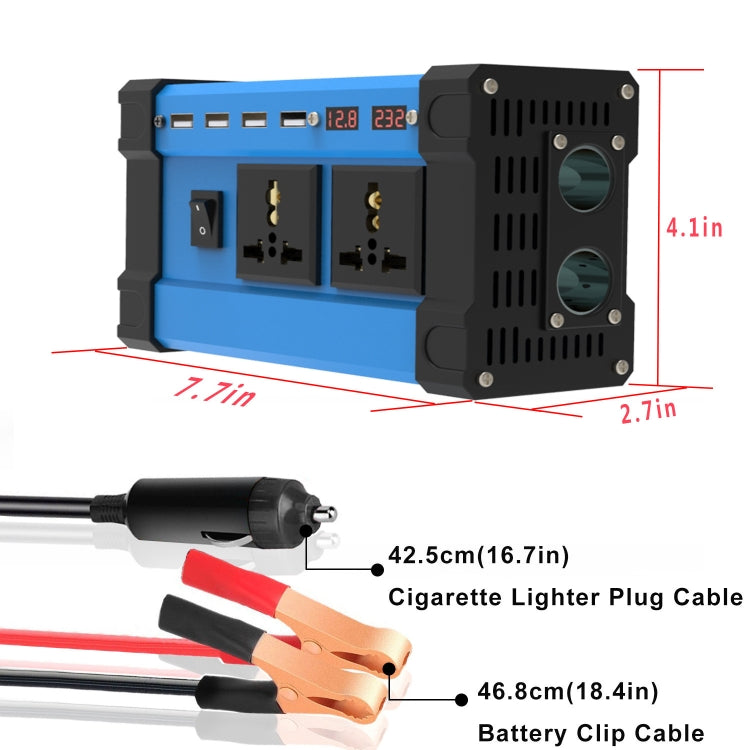 12V To 110V 500W Car Digital Display Inverter - Modified Square Wave by PMC TechLife | Online Shopping South Africa | PMC TechLife | Buy Now Pay Later Mobicred