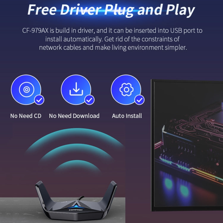 COMFAST CF-979AX WiFi6 5374Mbps USB-C / Type-C Wireless Network Card WiFi Receiver - free shipping - PMC Jewellery - Order now!