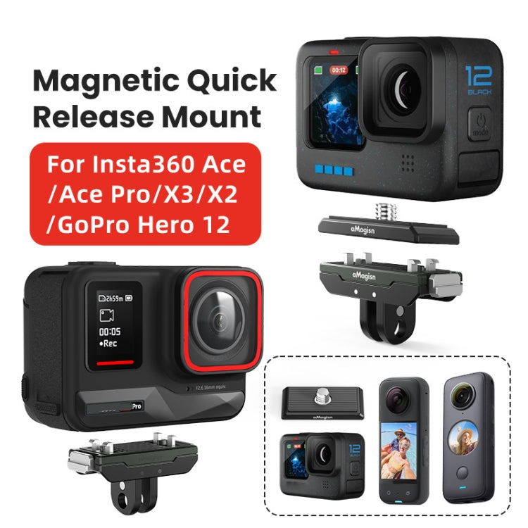 AMagisn Metal Magnetic Quick Release + Top Cover, For Insta360 Ace / Ace Pro / X3 / X2 / GoPro HERO12 Black - Mount & Holder by aMagisn | Online Shopping South Africa | PMC Jewellery | Buy Now Pay Later Mobicred