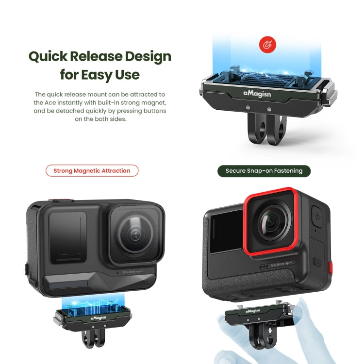 AMagisn Metal Magnetic Quick Release + Top Cover, For Insta360 Ace / Ace Pro / X3 / X2 / GoPro HERO12 Black - Mount & Holder by aMagisn | Online Shopping South Africa | PMC Jewellery | Buy Now Pay Later Mobicred