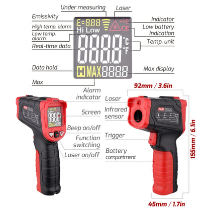 TASI TA601C -50-880 Degrees Celsius Infrared Thermometer Electronic Color Screen Thermometer - Thermostat & Thermometer by TASI | Online Shopping South Africa | PMC Jewellery | Buy Now Pay Later Mobicred