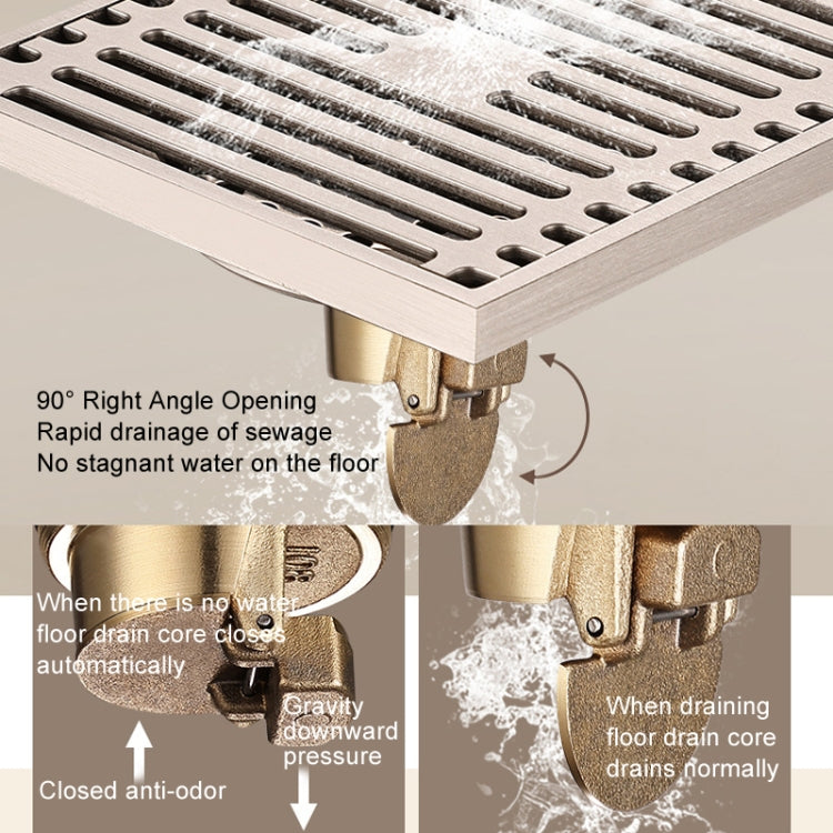 All Copper Brushed Anti-Odor Floor Drain Gravity Copper Core Bathroom Floor Drain, Specification: Round Straight Strip Dual Use - Drain Strainers by PMc TechLife | Online Shopping South Africa | PMc TechLife | Buy Now Pay Later Mobicred