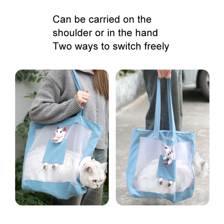 Handheld Large Capacity Breathable Exposed Canvas Cat Bag Outdoor Portable Pet Bag(Blue) - Pet Bags by PMC TechLife | Online Shopping South Africa | PMC TechLife | Buy Now Pay Later Mobicred