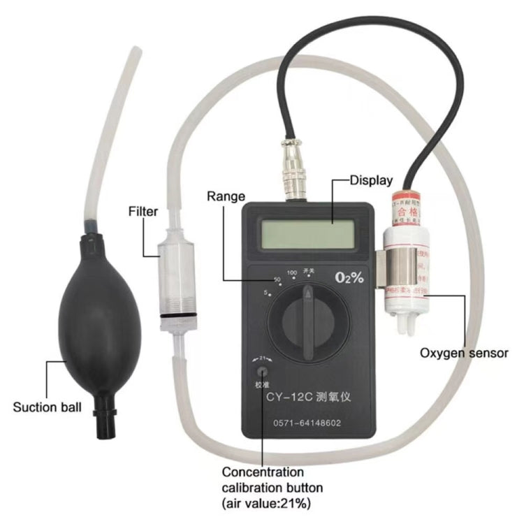 CY-12C Portable Oxygen Analyzer Full Range Oxygen Measurement Device - Gas Monitor by PMC TechLife | Online Shopping South Africa | PMC TechLife | Buy Now Pay Later Mobicred