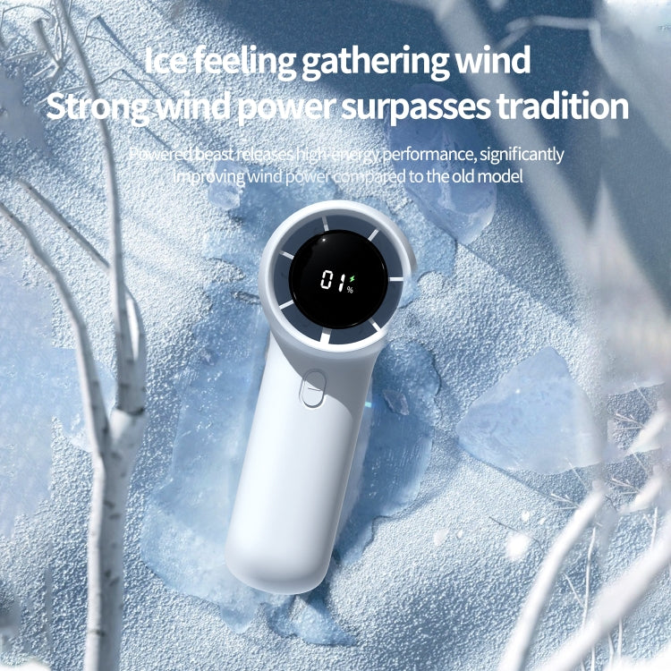 Outdoor Handheld Turbine Digital Display 100-Speed High-Speed Mini Fan, Color: White - Electric Fans by PMC Jewellery | Online Shopping South Africa | PMC Jewellery | Buy Now Pay Later Mobicred