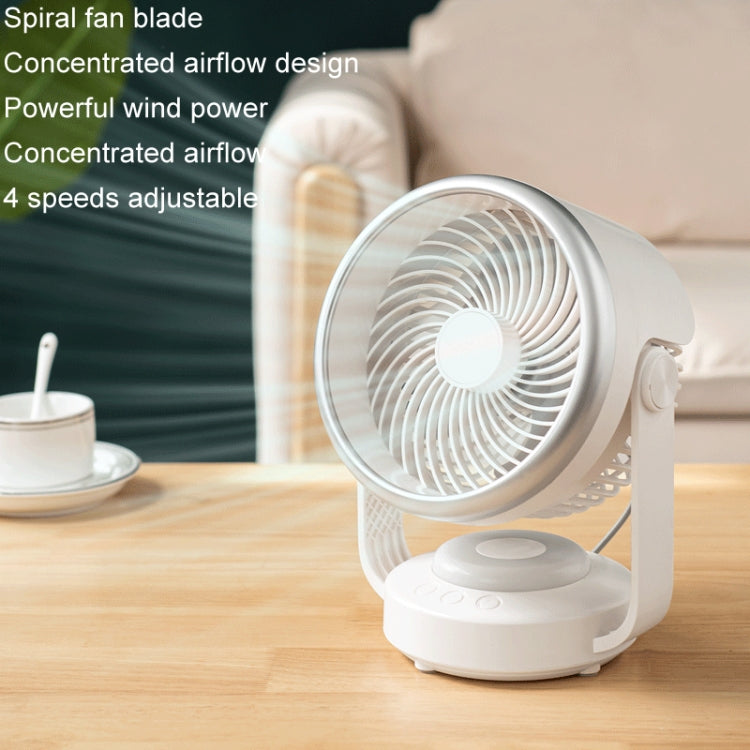 Air Circulation Fan Automatic Oscillating Head Desktop Fan With LED Light(White) - Electric Fans by PMC TechLife | Online Shopping South Africa | PMC TechLife | Buy Now Pay Later Mobicred
