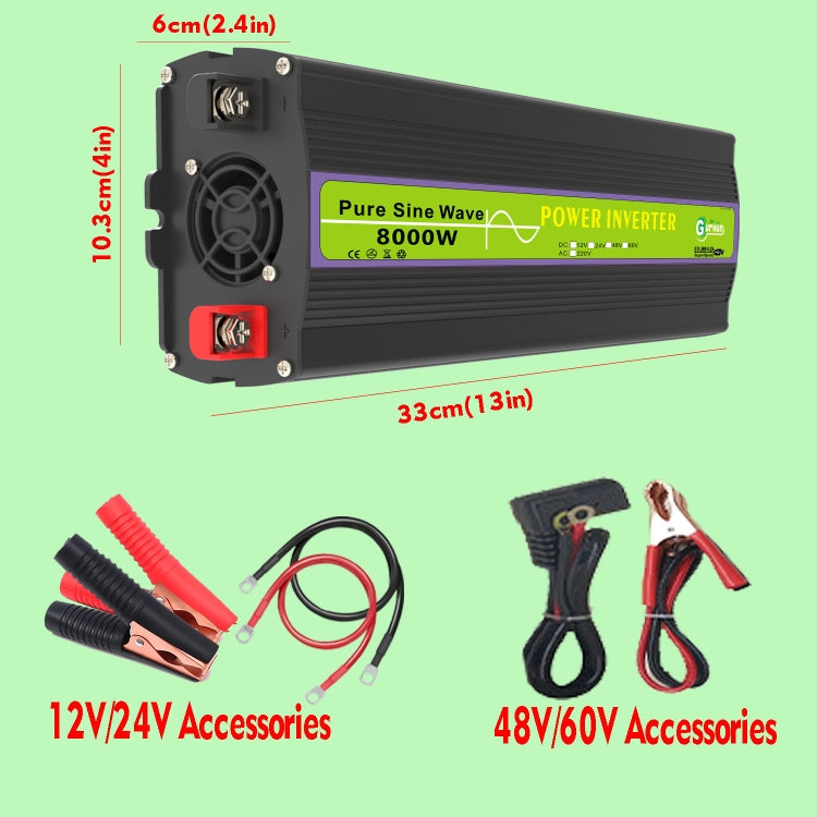 Gurxun 60V-220V 8000W Pure Sine Wave Inverter Car Single Digital Display Voltage Converter - Pure Sine Wave by Gurxun | Online Shopping South Africa | PMC Jewellery | Buy Now Pay Later Mobicred